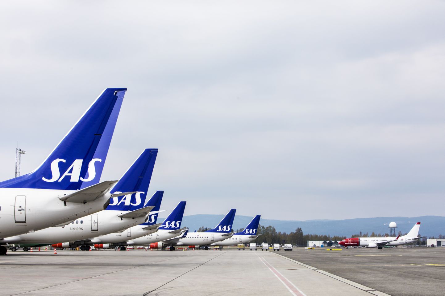 SASi lennukid seisid 2019. aastal pilootide streigi tõttu Oslo Gardermoeni lennuväljal.