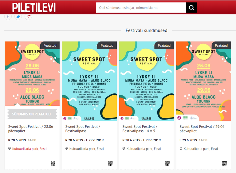 Sweet Spoti festivali piletite müük on peatatud.
