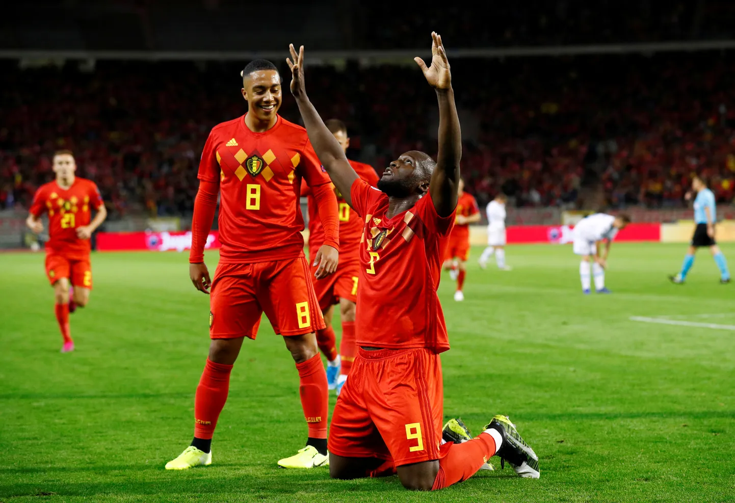 Romelu Lukaku (põlvili) on väravamasin – Belgia eest on tal 91 mänguga kirjas 59 tabamust. Alates 2017. aastast on ründaja löönud 35 koondisekohtumisega 35 väravat.
