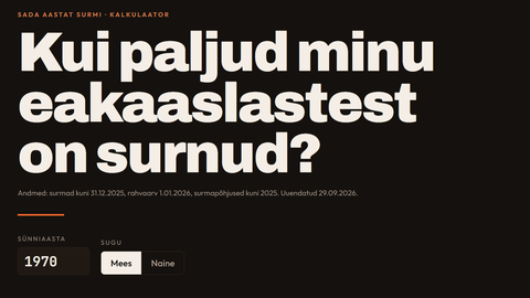 Kui palju sinu eakaaslasi on juba surnud? Uus veebileht annab kõhedust tekitava vastuse