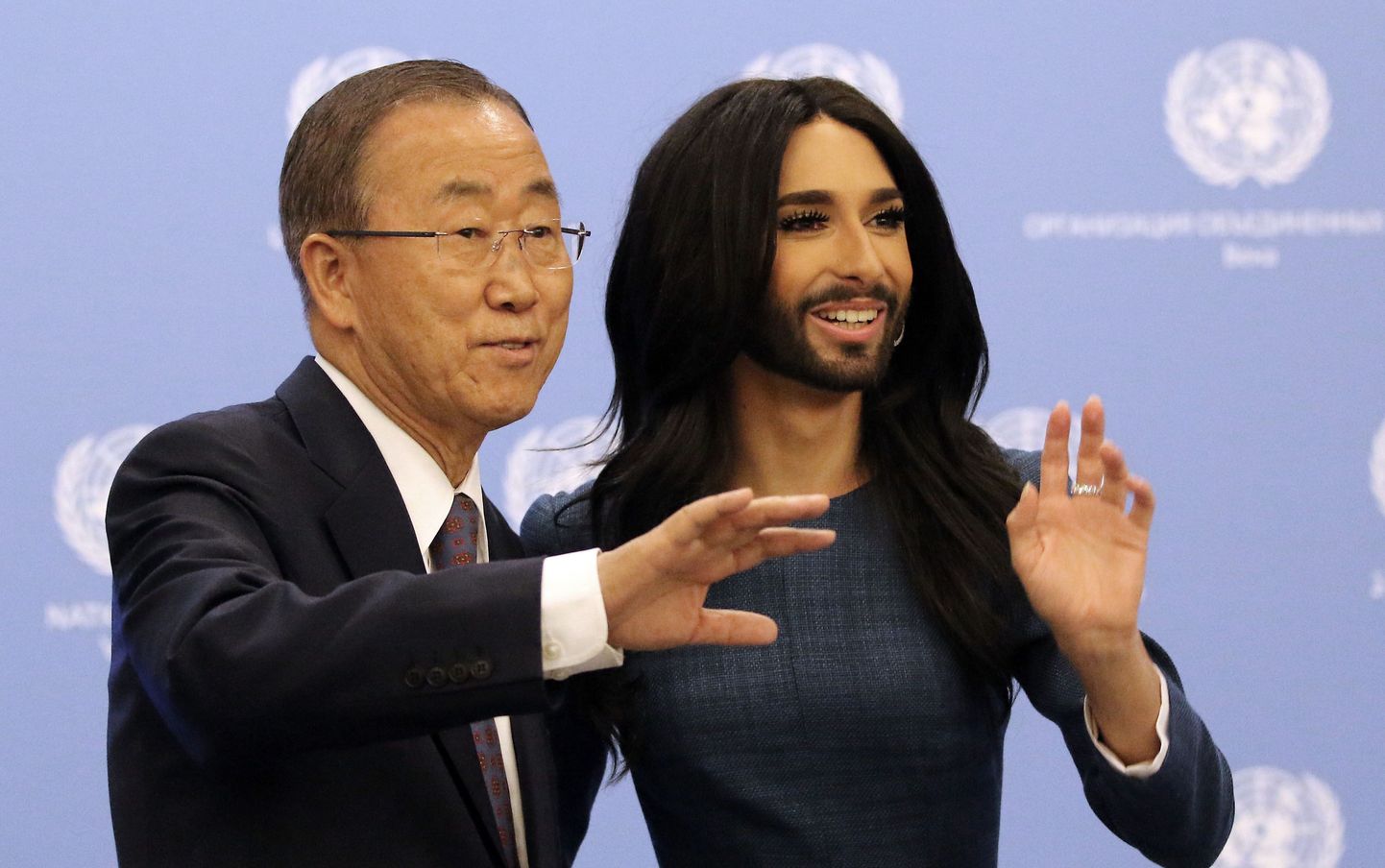 ÜRO peasekretär Ban Ki-moon Eurovisiooni võitja Conchita Wurst esinesid ühisavaldusega.