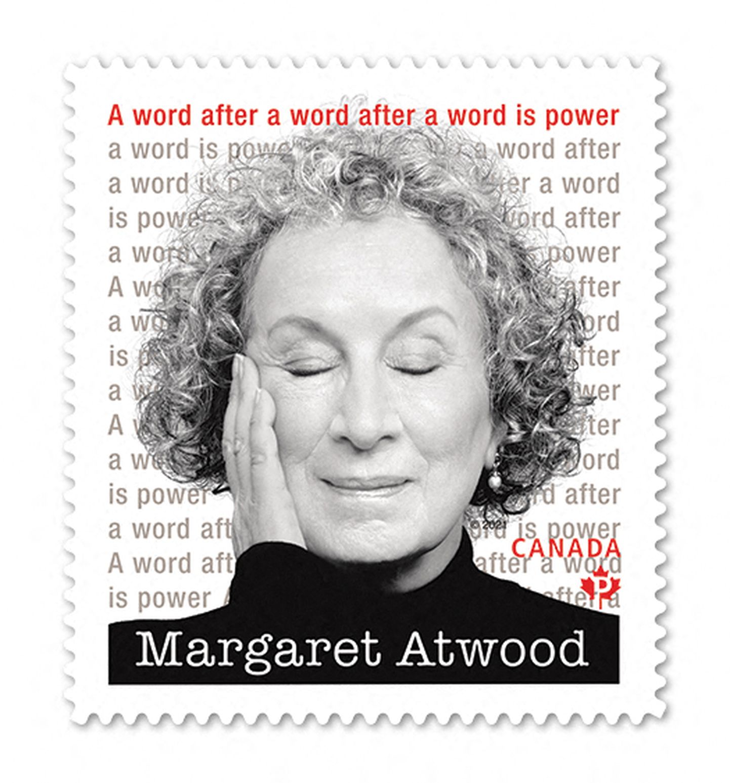 Margaret Atwoodile pühendatud Kanada postmark.